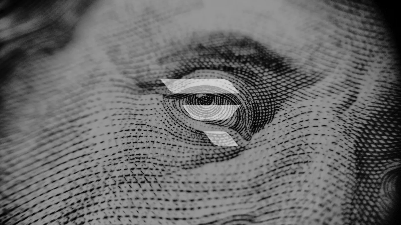 Primer plano del ojo del retrato de un billete de dólar estadounidense